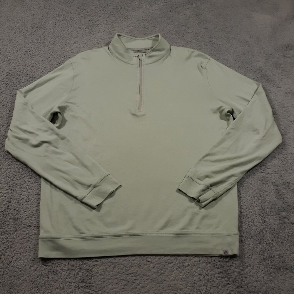 Tasc Performance Pullover Sweatshirt Pima Bamboo Blend Mens Size L Green 1/4 Zip